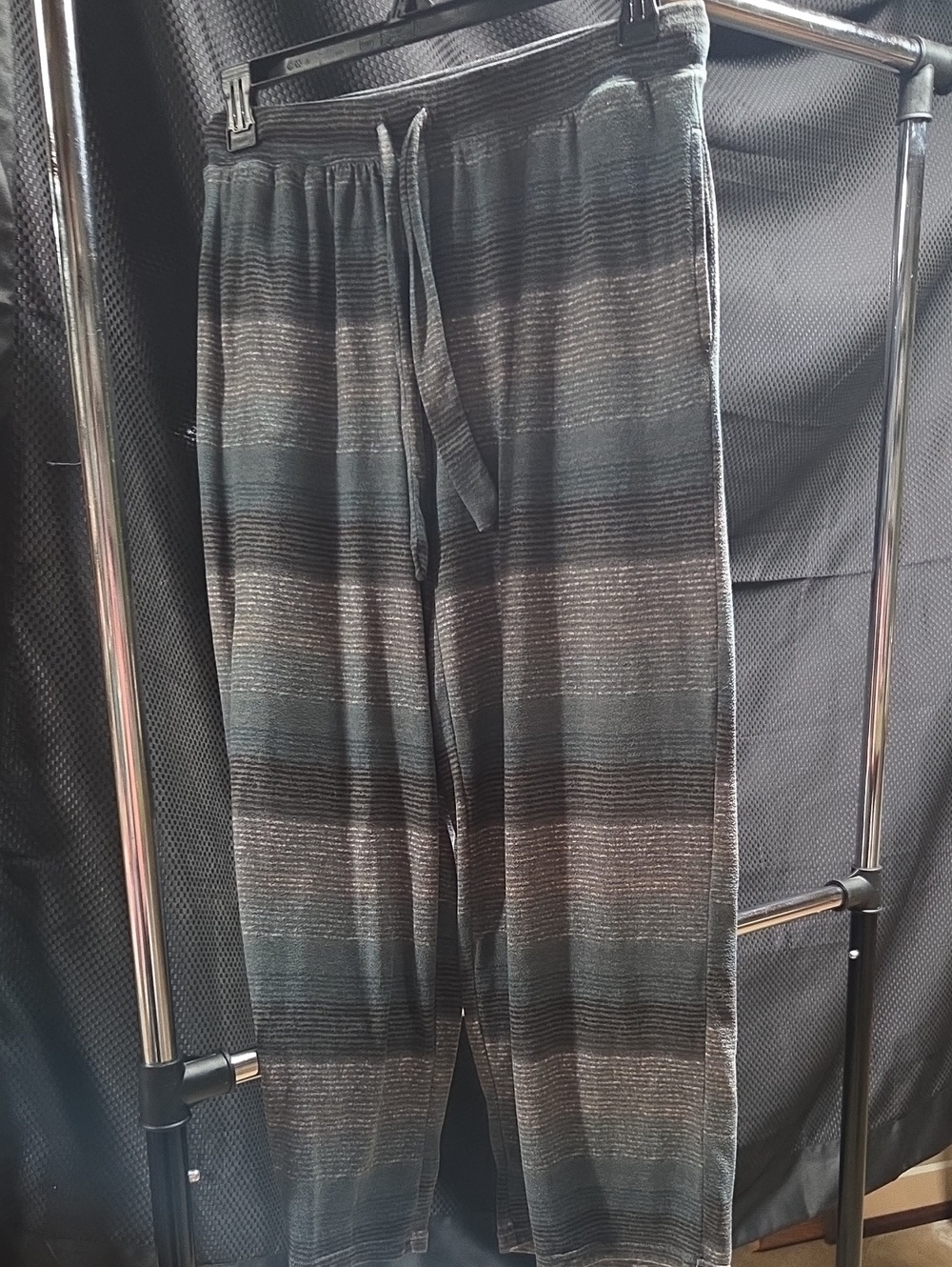Women's Striped Lounge Pajama Pants - Gray/Black/blues